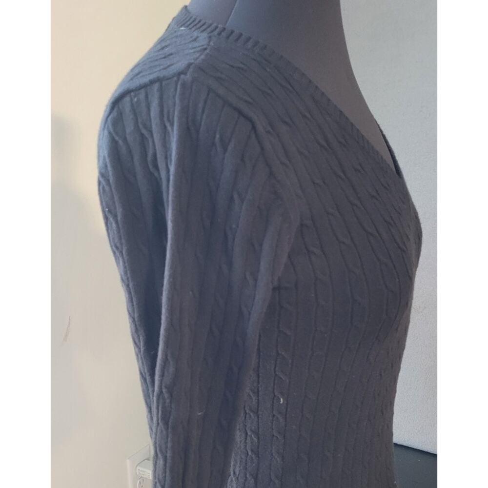 VTG August Silk Black Cable Knit Sweater PS Clueless Academia Y2K Chic - Picture 3 of 9